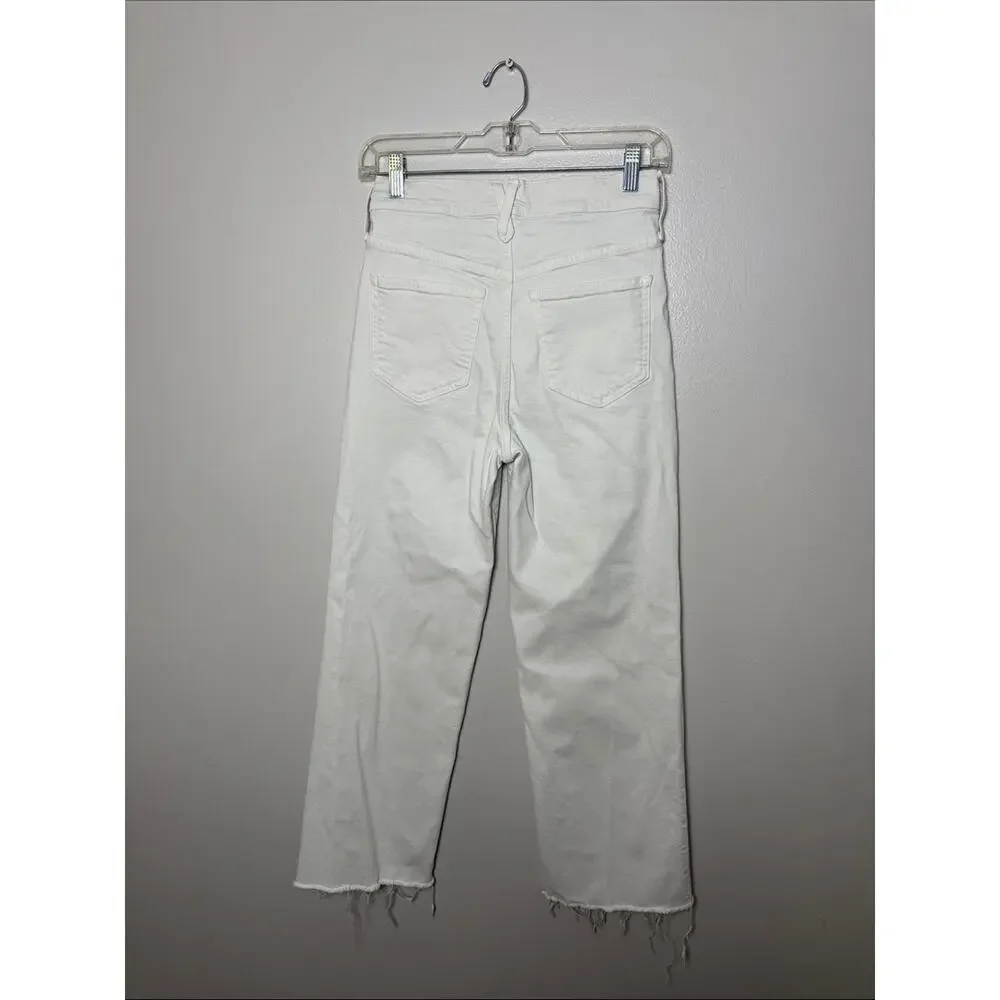 J. Crew Slim Wide Leg White Jeans with Raw Hem Size 25